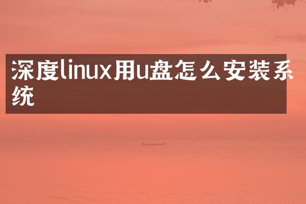 深度linux用u盘怎么安装系统
