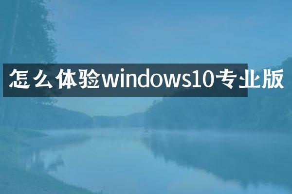 怎么体验windows10专业版